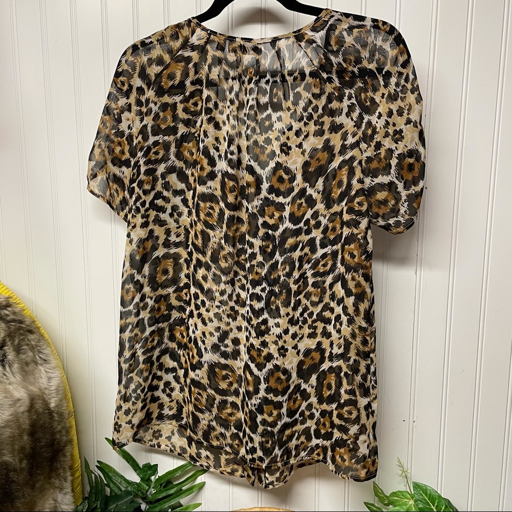 Apt 9 Leopard Print Sheer Blouse Size Small - image 5
